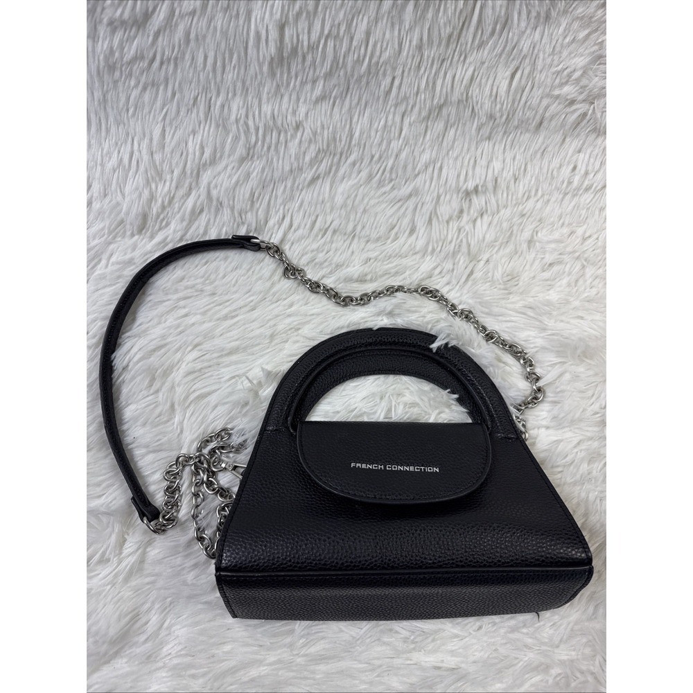 French Connection‎ Black Mini Handbag Chain Strap Top Handle Crossbody Bag
